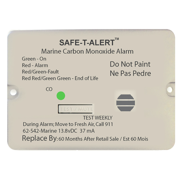 Safe-T-Alert 62 Series Carbon Monoxide Alarm-12V-62-542-Marine-Flush Mount-White 62-542-MARINE